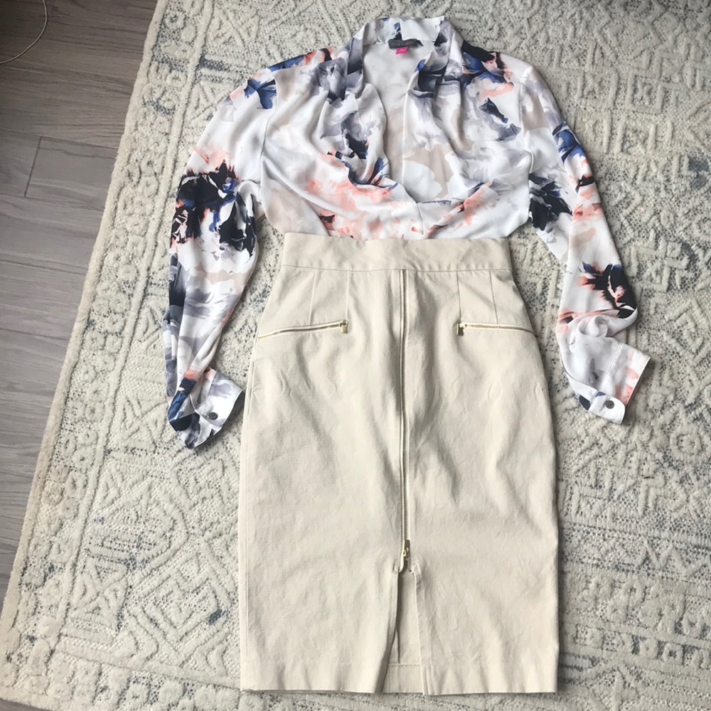 High waisted Pencil skirt with zippers
